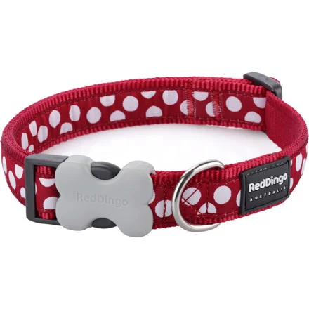 RedDingo Obojek White Spots on Red - 2,0/30 až 47cm