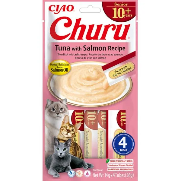 Churu Senior cat snack tuňák & losos 4x 14g