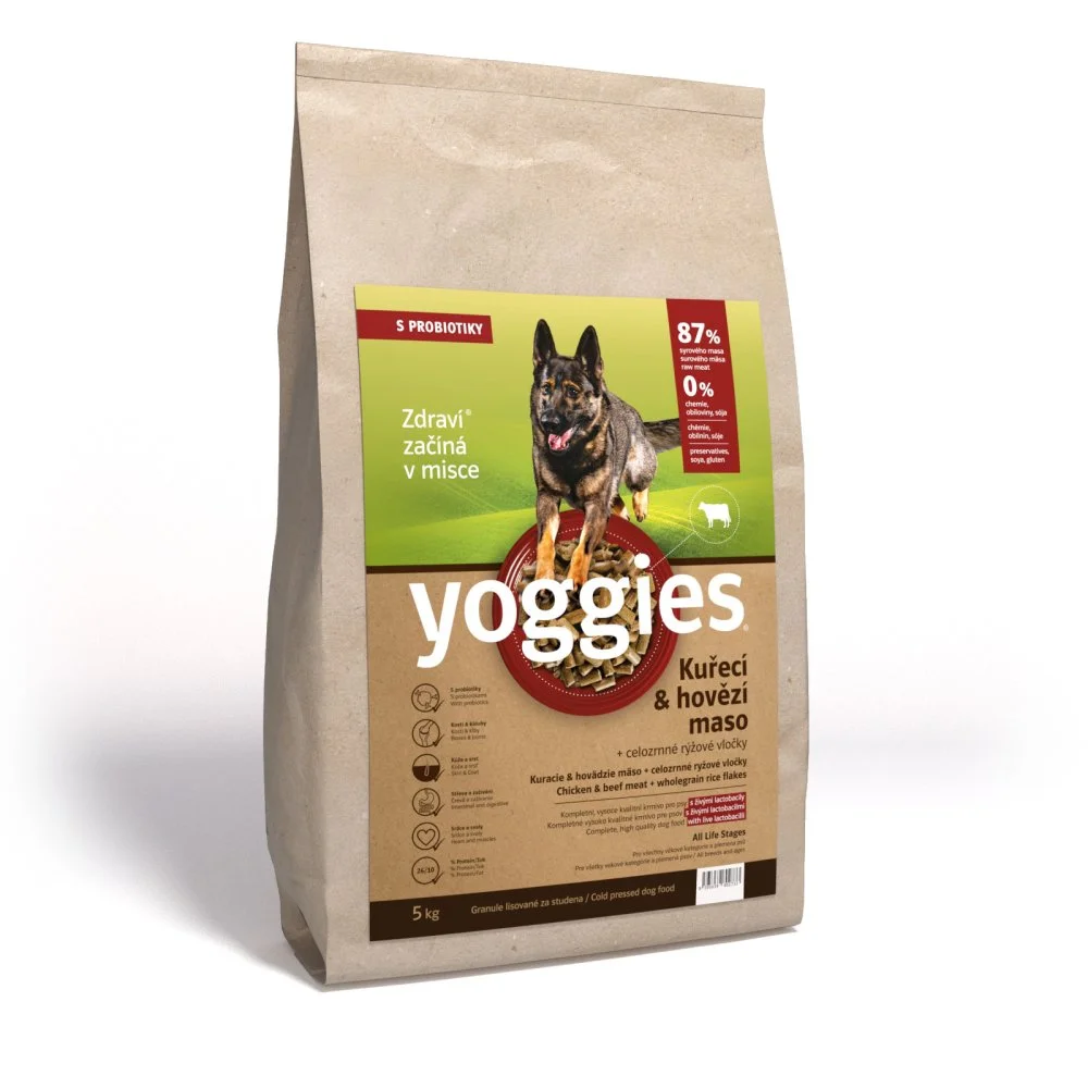 Yoggies, Kuřecí a hovězí maso, granule lisované za studena 5 kg