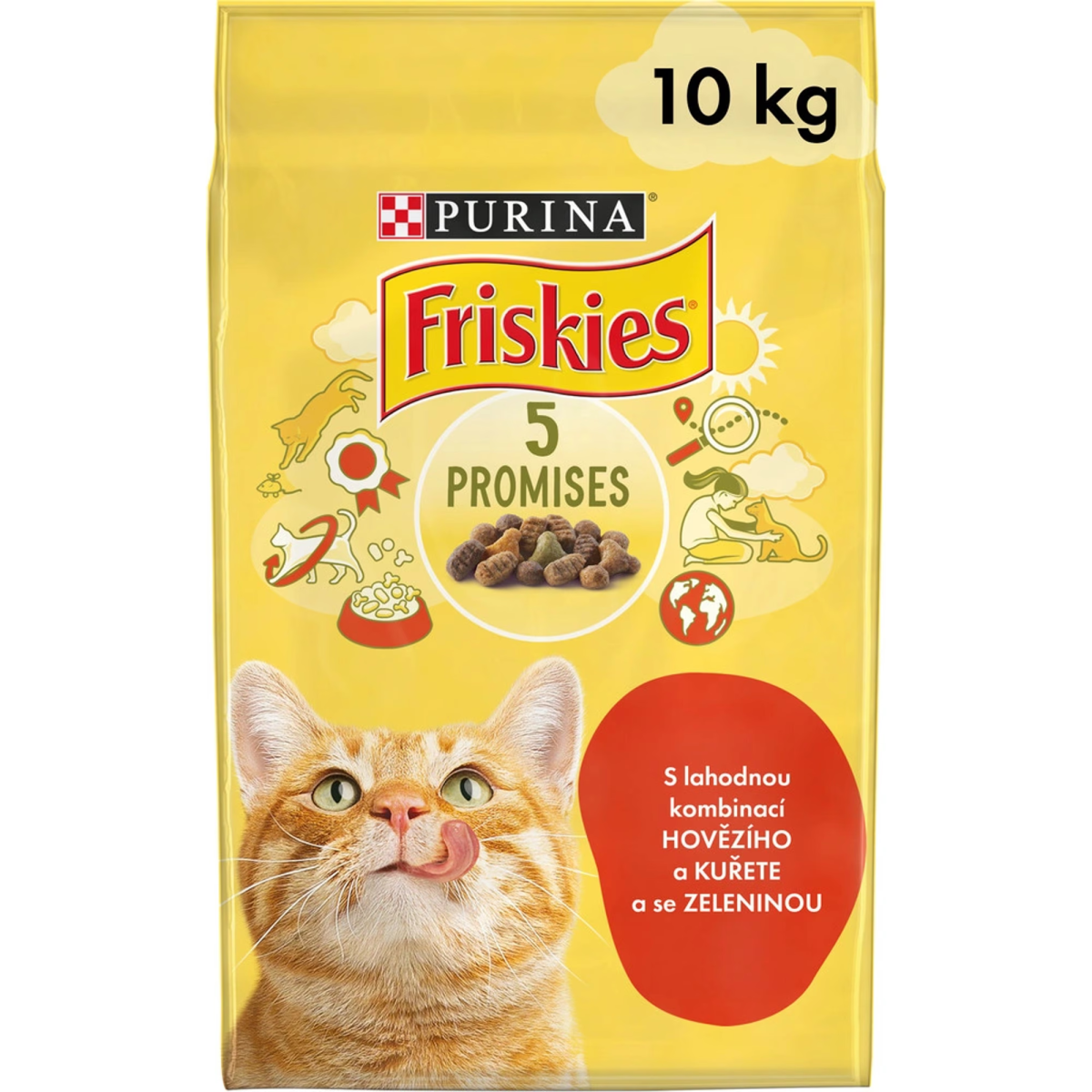 Friskies cat dry - maso, kuře a přidaná zelenina 10 kg