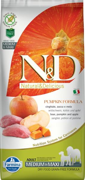 N&D Pumpkin DOG Adult M/L Boar & Apple 12 kg 