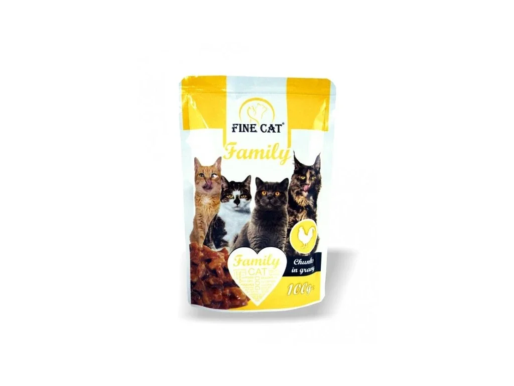 Fine Cat FINE CAT Family kapsičky pro kočky s DRŮBEŽÍM v omáčce 100g