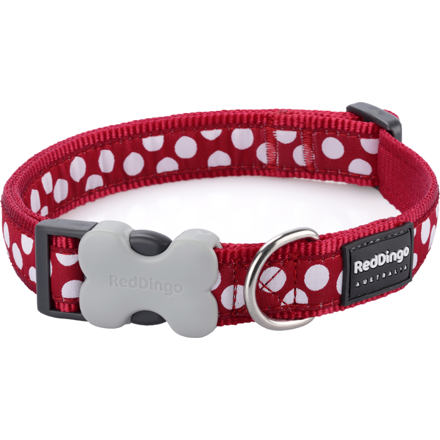 RedDingo Obojek White Spots on Red - 2,5/41 až 63cm