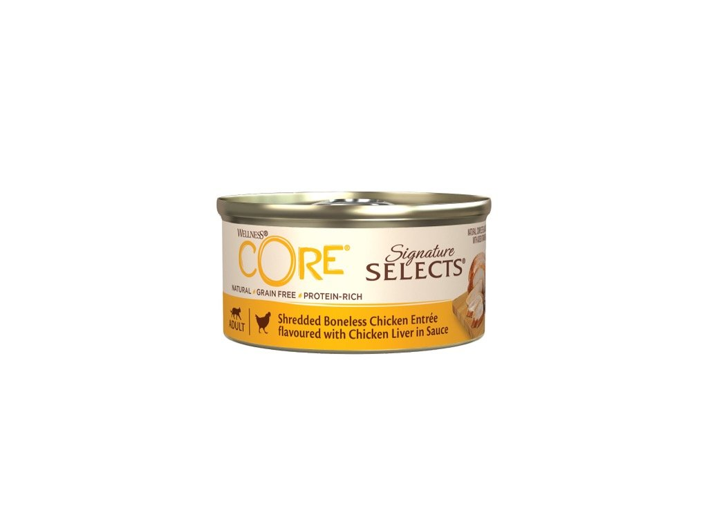 Konz.Wellness Core Cat Sign.Selec. Kureci kousky s kur.jatry v omacce 79g