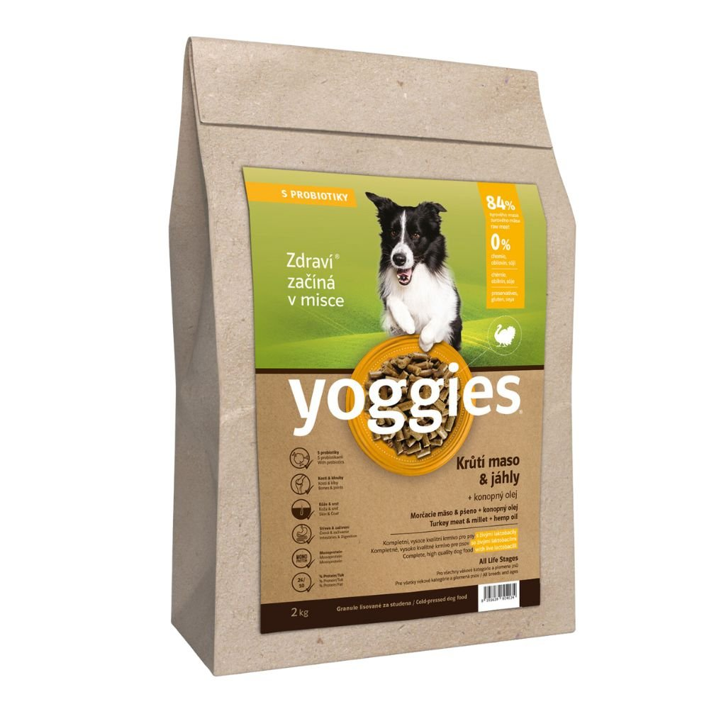 Monoproteinové granule Yoggies s krůtím masem a jáhly, lisované za studena s probiotiky 2 kg
