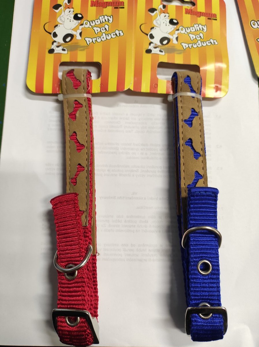 Obojek nylon + kůže 20mm x 50cm
