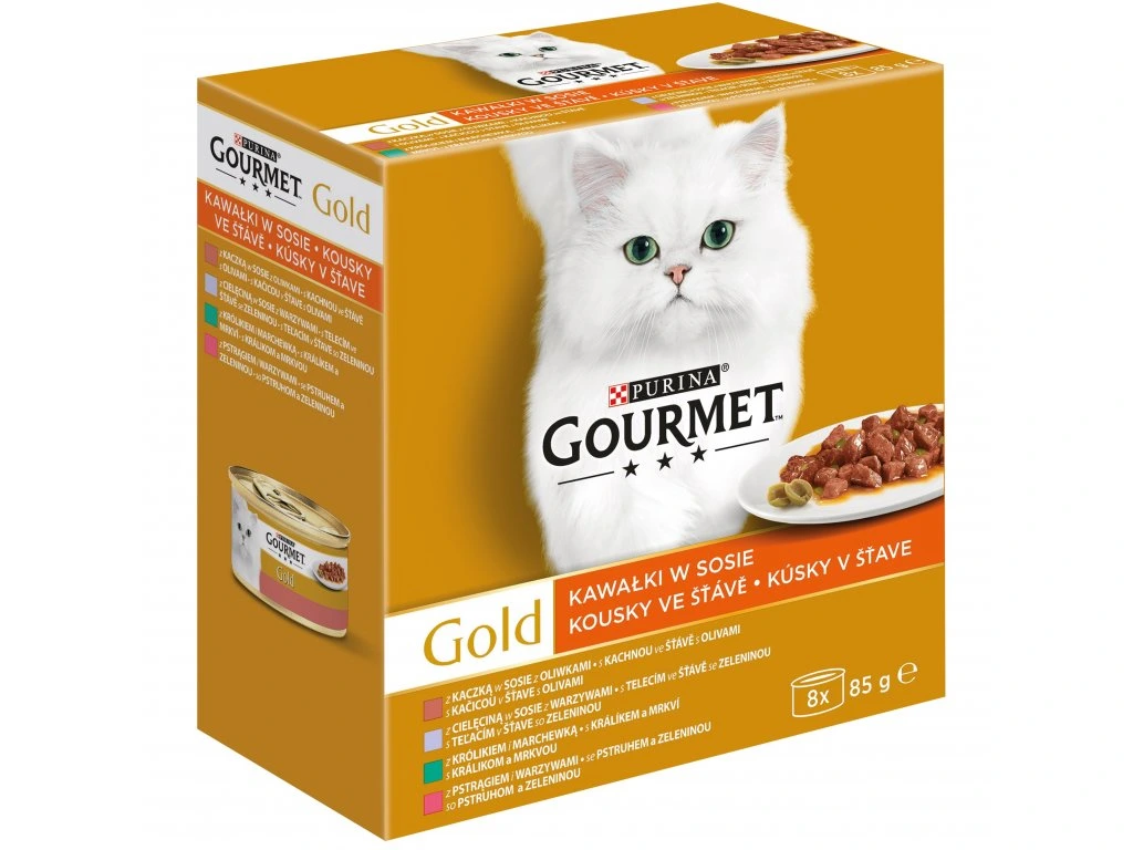 Gourmet Gold kachna pstruh králík telecí ve šťávě 8 x 85 g