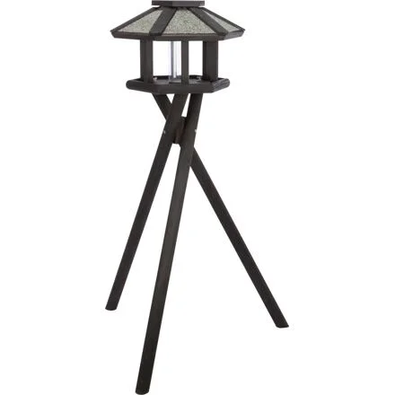 NATURA venkovní krmítko se stříškou a silem, na trojnožce 1,40 m, 50 x 34 cm, borové dřevo, černá 1 ks