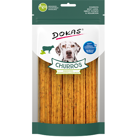 Dokas Churros s hovězími játry, batáty a moučnými červy 150 g