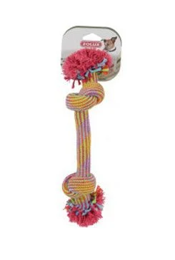 Hračka pes Přetahovadlo barevné 2 uzly 30 cm