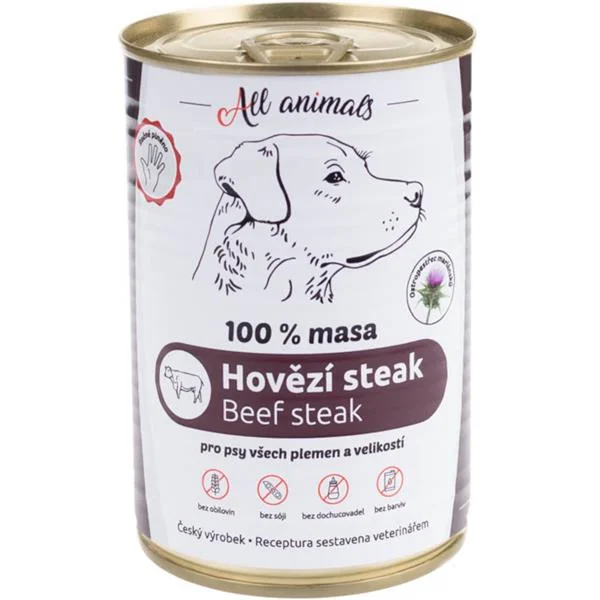 All Animals DOG hovězí steak 400g