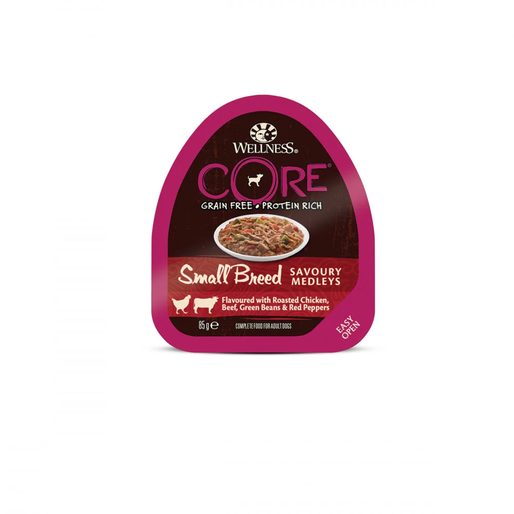 Konz.Wellness Core Dog SB Sav.Med. kure,hovezi,zel.fazolky&cerv,pepr 85g