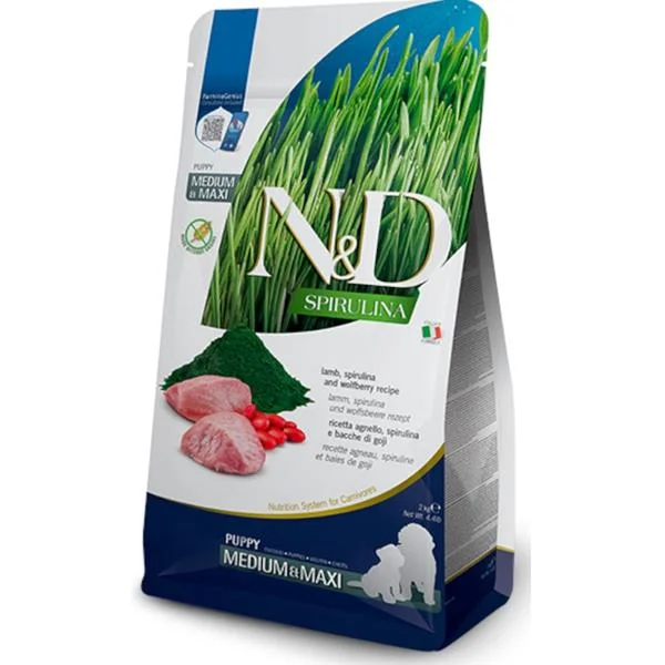 N&D SPIRULINA Dog GF Lamb & Wolfberry Puppy Medium & Maxi 2 kg