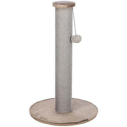 Škrabací sloupek LIVIA s plyšovou kuličkou, 64 cm, béžovošedá