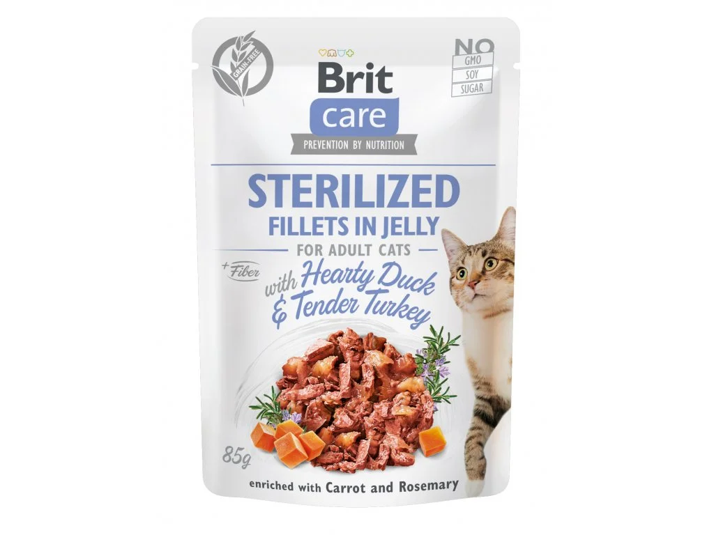 Brit Care Cat Fillets in Jelly Steril Duck&Turkey 85 g