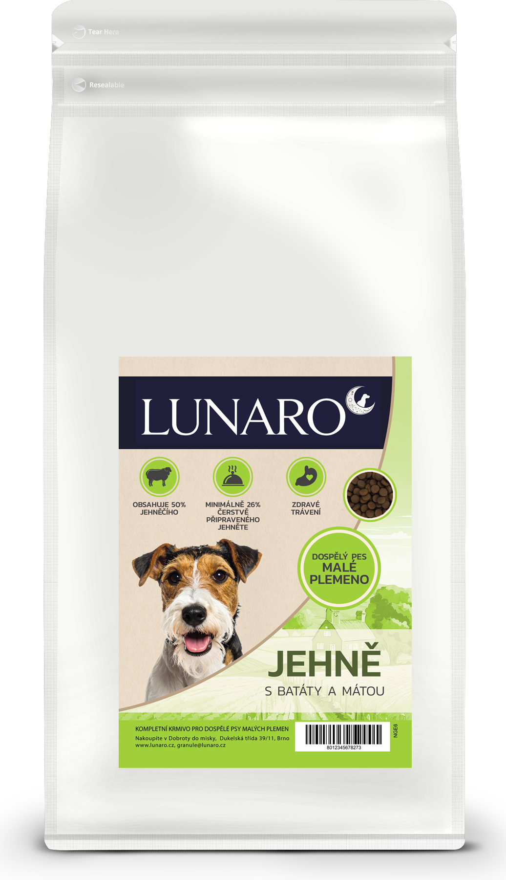 Lunaro Minted Lamb small breed 2kg - jehně s batáty