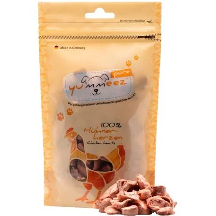 Yummeez Pure Hühnerherzen – sušená kuřecí srdíčka, 100 % masa, 35 g