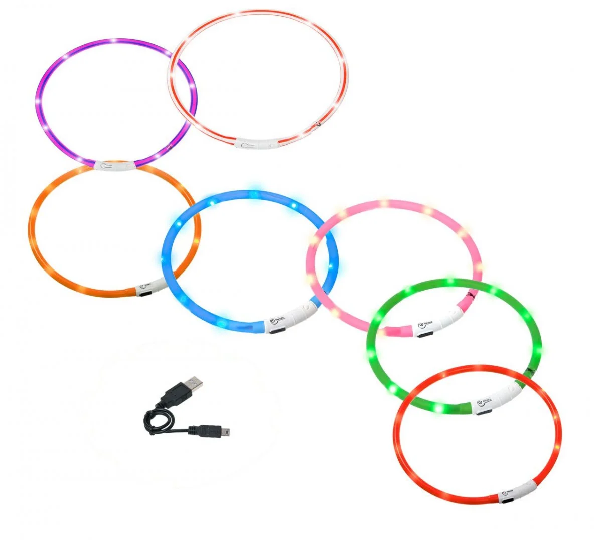 Visio Light svítící obojek 20-75cm Karlie červeno-bílý