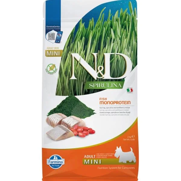N&D SPIRULINA DOG Adult Mini Herring & Wolfberry 2 kg