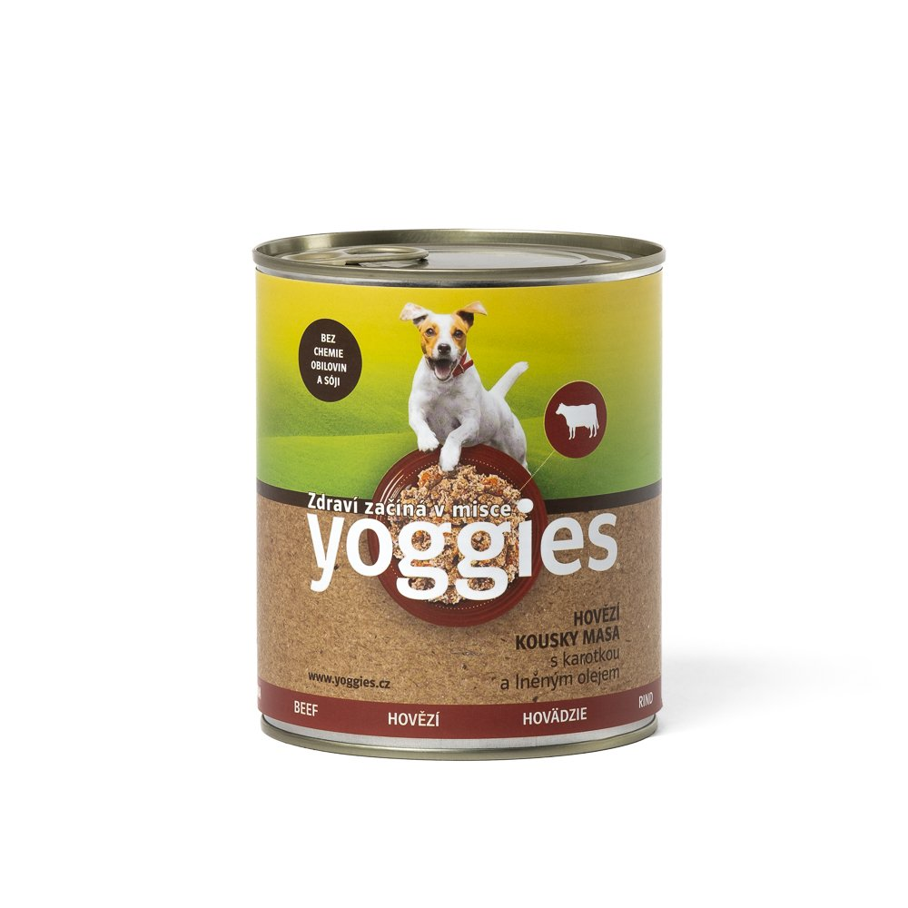 Yoggies Hovězí konzerva pro psy s karotkou a lněným olejem