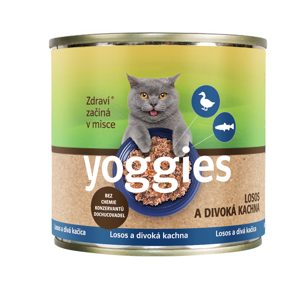 185g Yoggies Konzerva pro kočky Losos a divoká kachna