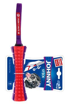 Hračka pes GiGwi Johnny Stick aport zvukový červ/purp 1 ks