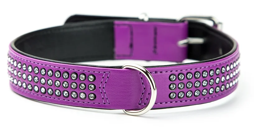 Nobby Crystal obojek se Swarovski krystaly M-L 47cm fialová