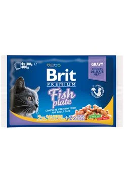 Brit Premium Cat kapsa Fish Plate 400 g (4x100 g)