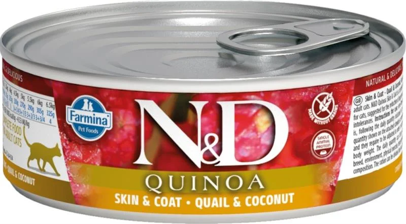 N&D CAT QUINOA Quail & Coconut 80 g + 1ks ZDARMA