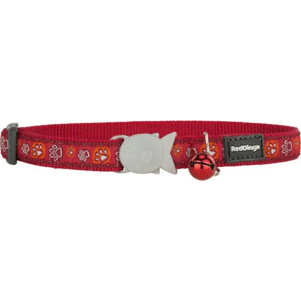 RedDingo Obojek Paw Impressions Red - 12mm/20 až 32cm