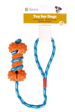 Hračka pro psy - ježatá kost na šňůře