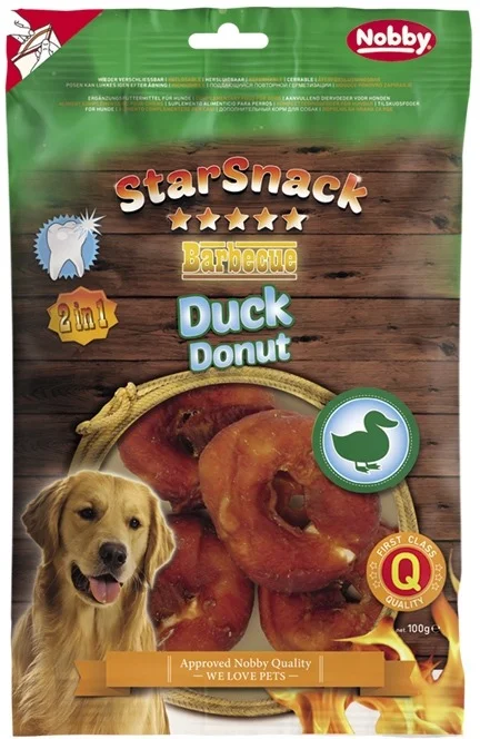 Nobby StarSnack BBQ Duck Donut pamlsky pro psy 100 g/4 ks