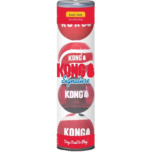 Hračka guma KONG Signature Balls S 4 ks mix