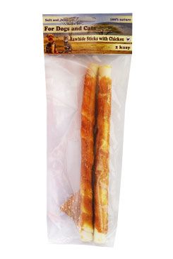 Pochoutka Tyč z buvolí kůže 28cm s kuřecím masem 2ks