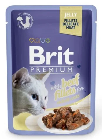 Kapsička BRIT Premium Cat Delicate Fillets in Jelly with Beef 85g