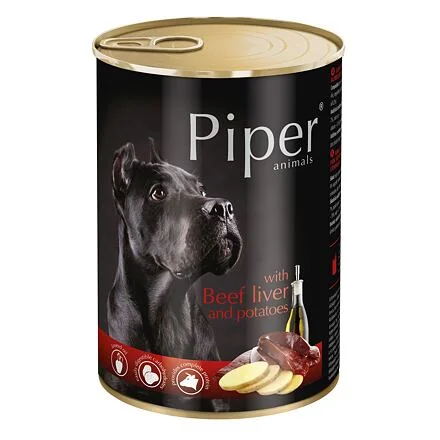 PIPER s hovězími játry a bramborami, konzerva pro psy 400g