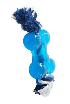 Hračka pes BUSTER Strong Bone s provazem sv. modrá M