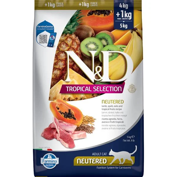 N&D TROPICAL SELECTION CAT Lamb Neutered 4+1kg 