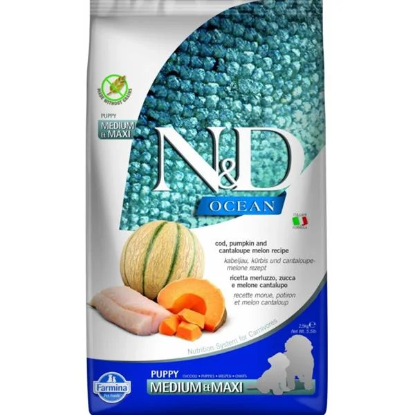 N&D OCEAN DOG Puppy M/L Codfish & Pumpkin & Melon 2,5 kg