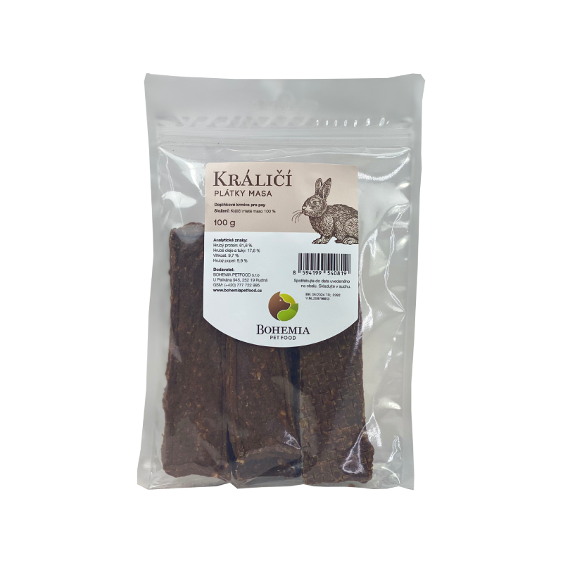 BOHEMIA PET FOOD Králičí plátky pro psy 100 g