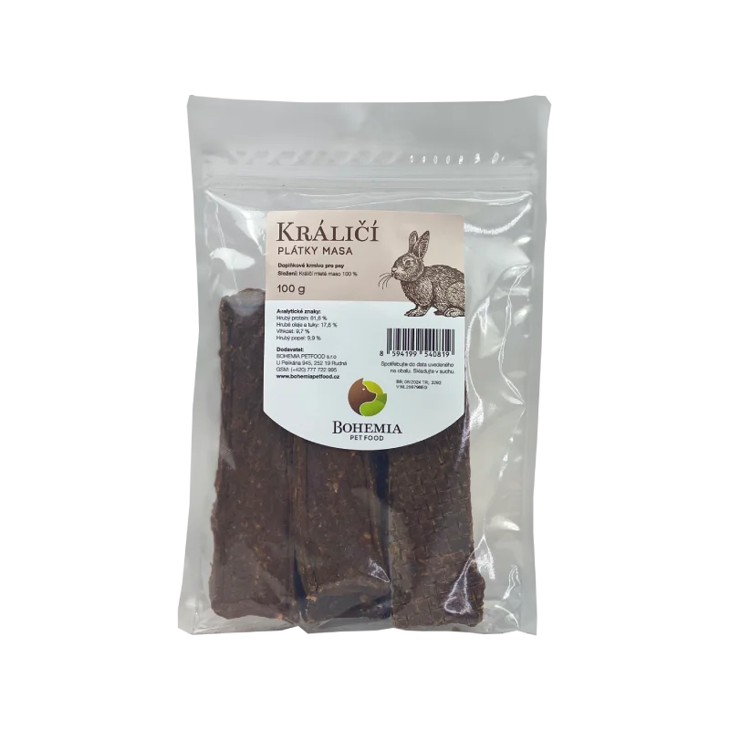 BOHEMIA PET FOOD Králičí plátky pro psy 100 g