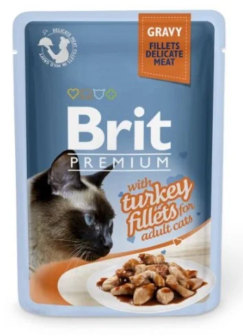 Kapsička BRIT Premium Cat Delicate Fillets in Gravy with Turkey 85g