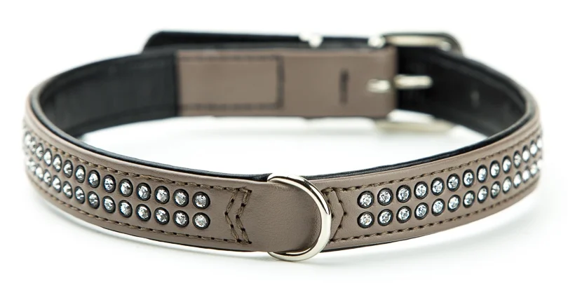 Nobby Crystal obojek se Swarovski krystaly S 37cm 17/19 mm tmavě šedá