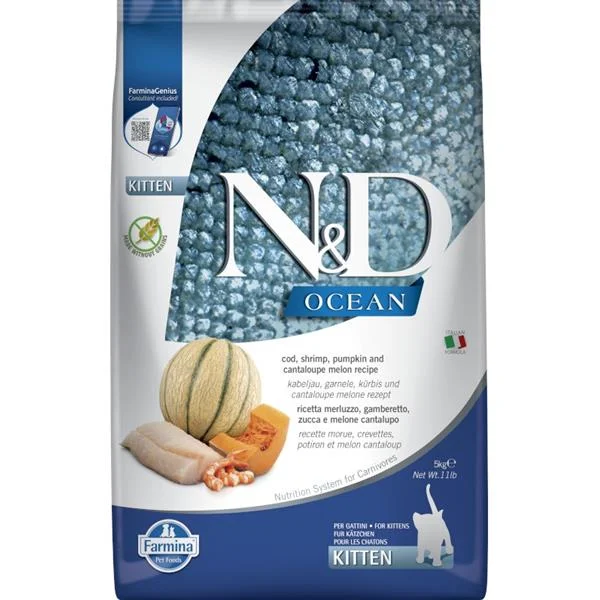 N&D OCEAN CAT Kitten Cod & Shrimp & Pumpkin&Melon 5 kg 