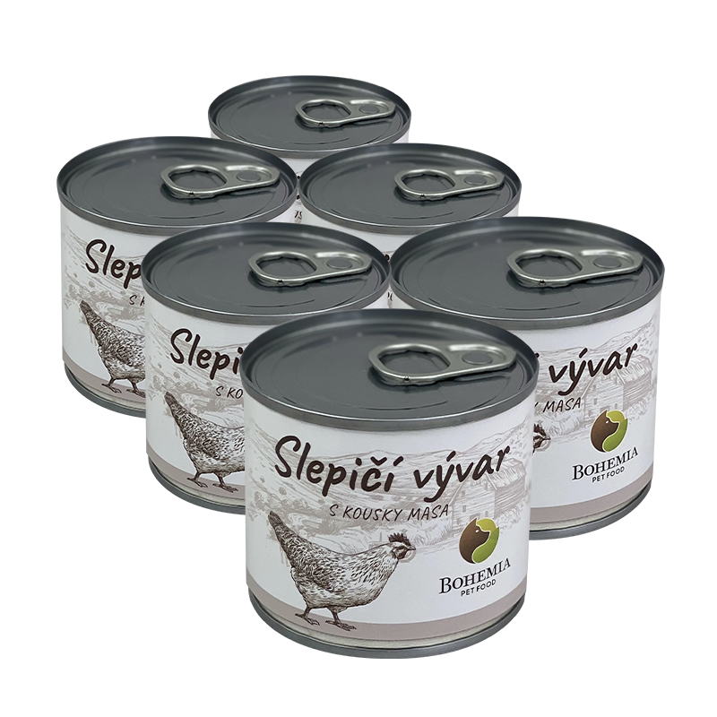 BOHEMIA PET FOOD Vývar Slepičí s kousky masa 6x140 ml