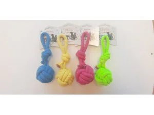 HRAČKY SALAČ Míček přetahovací bavlna modrý 28/6cm