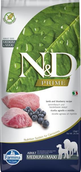 N&D PRIME Dog GF Lamb & Blueberry Adult Medium & Maxi 12 kg