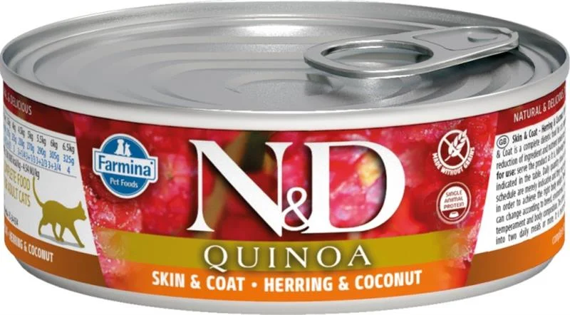 N&D CAT QUINOA Herring & Coconut 80 g + 1ks ZDARMA