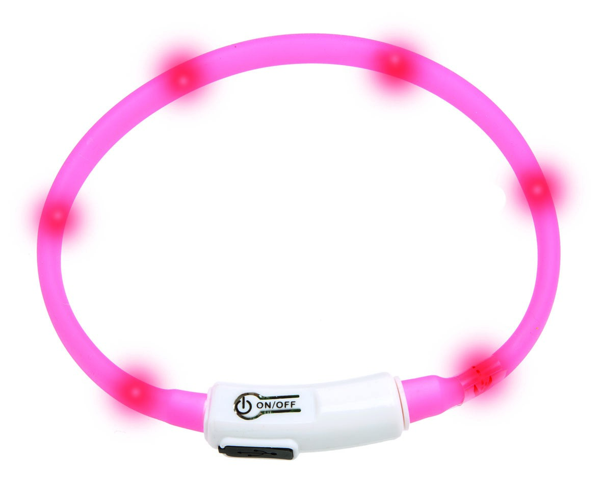Obojek USB Visio Light 35cm Růžový