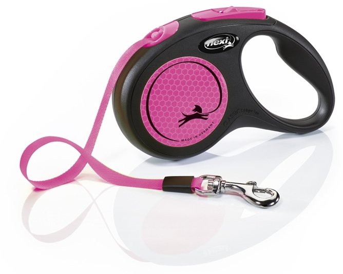 Vodítko FLEXI Neon S pásek 5m/15kg černá/růžová NEW